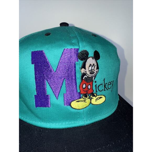 Vtg 90s Disney Mickey Unlimited Hat Embroidered Colorblock Snapback Trucker Cap - Picture 6 of 9